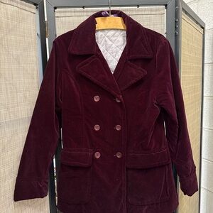 Women's Burgundy Double-Breasted Coat